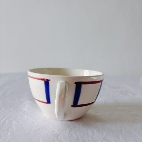 ディゴワンサルグミンヌ バスク柄 コーヒーカップ 200ml『ルージュ・マリン』 フランスアンティーク食器 蚤の市　ブロカント　バスク柄食器