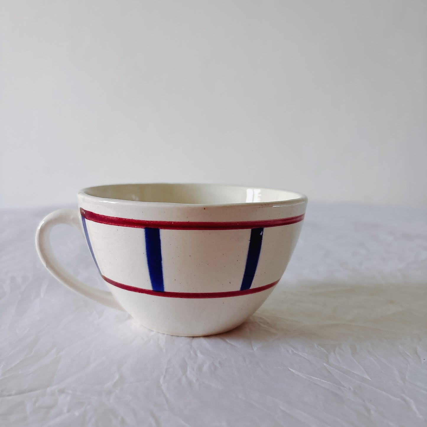 ディゴワンサルグミンヌ バスク柄 コーヒーカップ 200ml『ルージュ・マリン』 フランスアンティーク食器 蚤の市　ブロカント　バスク柄食器