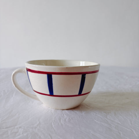 ディゴワンサルグミンヌ バスク柄 コーヒーカップ 200ml『ルージュ・マリン』 フランスアンティーク食器 蚤の市　ブロカント　バスク柄食器