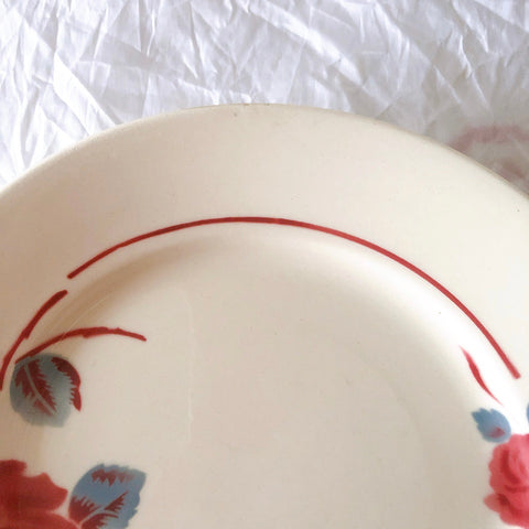 フランスアンティーク　バドンヴィレー　バラ柄ディナープレート　平皿　フランスアンティーク食器 ブロカントアンティーク 蚤の市