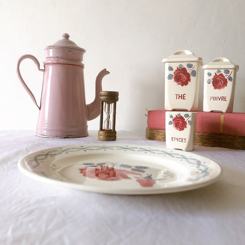 フランス ディゴワンサルグミンヌ   JANINE 花柄 デザートプレート  フランスアンティーク食器 フランス蚤の市・ブロカント