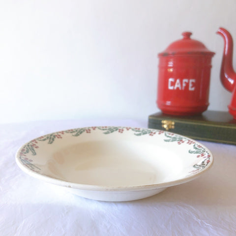 ご予約フランスアンティーク クレイユモントロー HOUX　柊　スーププレート・深皿 フランスアンティーク食器　ブロカント　蚤の市