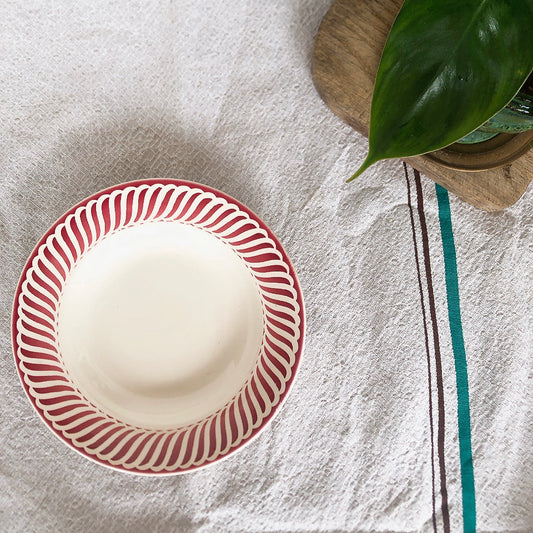 ディゴワンサルグミンヌ Digoin&sarregumines スーププレート/深皿 ”JACQUOT” レッド G フランスアンティーク食器 ブロカント 蚤の市