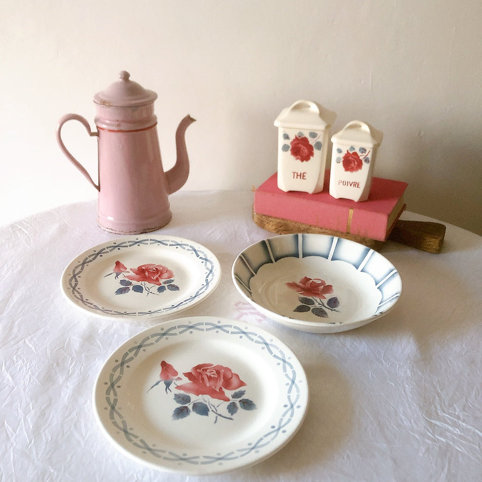 ディゴワンサルグミンヌ 『DAUPHIN 』 花柄キャロットプレート・深皿 フランスアンティーク食器　ブロカントアンティーク　蚤の市