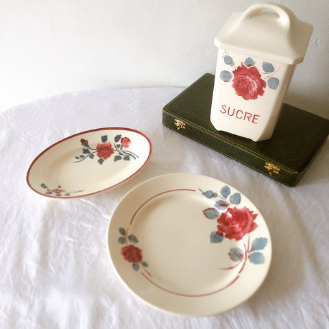 フランスアンティーク　バドンヴィレー　バラ柄ディナープレート　平皿　フランスアンティーク食器 ブロカントアンティーク 蚤の市