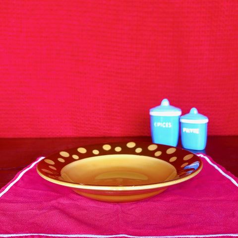 フランス アンティークスーププレート 深皿 C ディゴワン&サルグミンヌ マロンドット柄 人気シリーズ アンティーク食器 ヴィンテージ食器　ブロカント　蚤の市