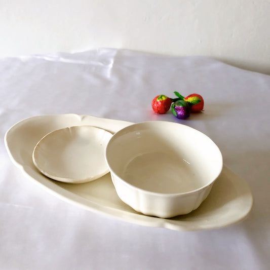 GIEN ジアン ラヴィエ 前菜用皿セット 白 B フランスアンティーク食器 ブロカントアンティーク 蚤の市