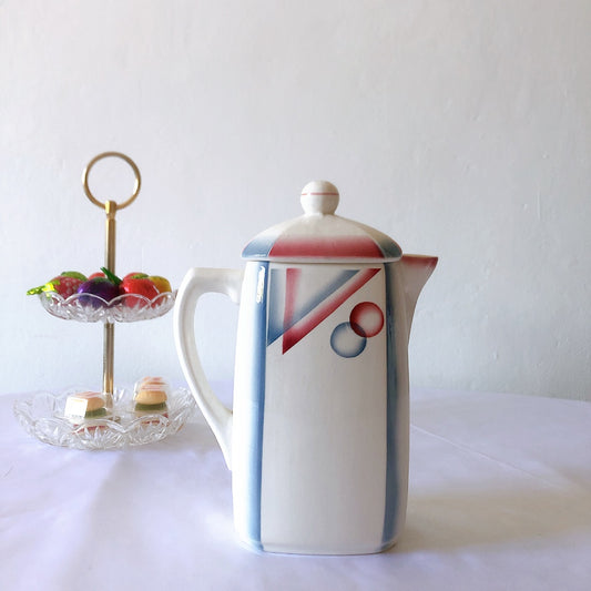 ディゴワンサルグミンヌ Digoin&sarreguemines アールデコ柄 ポット、ミルクポット A フランスアンティーク食器 蚤の市 ブロカントアンティーク