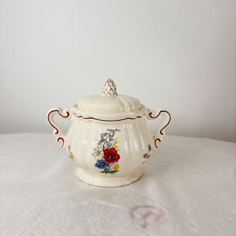 ディゴワンサルグミンヌ Digoin＆sarreguemines アグレスト シュガーポット　シュクリエ　フランスアンティーク食器 フランス蚤の市・ブロカント