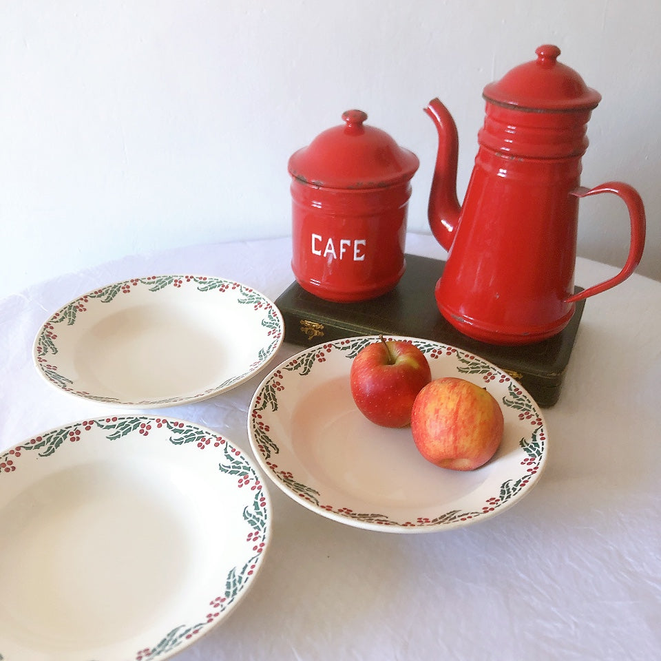 ご予約フランスアンティーク クレイユモントロー HOUX　柊　スーププレート・深皿 フランスアンティーク食器　ブロカント　蚤の市