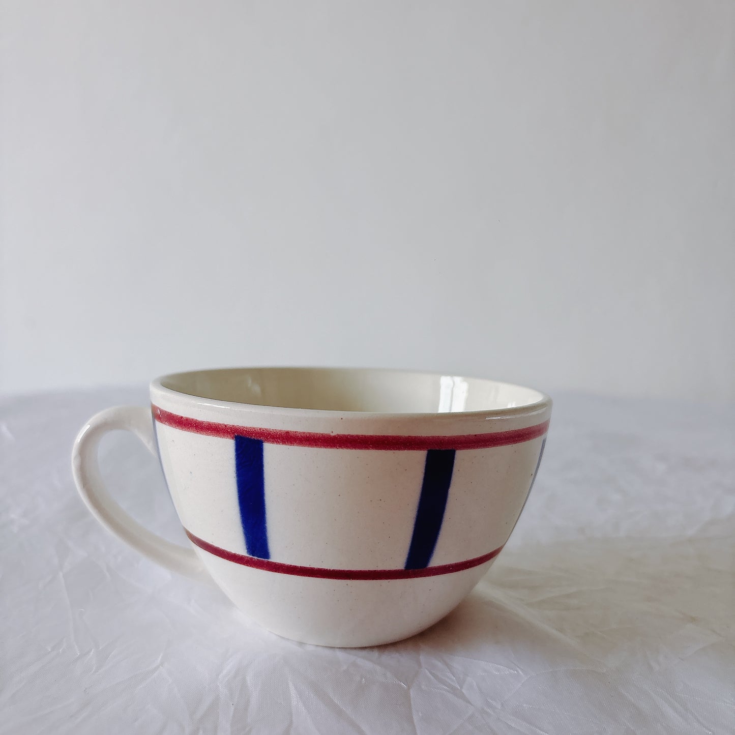 ディゴワンサルグミンヌ バスク柄 コーヒーカップ 200ml『ルージュ・マリン』 フランスアンティーク食器 蚤の市　ブロカント　バスク柄食器