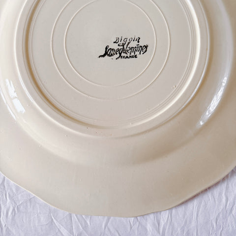 フランス ディゴワン＆サルグミンヌ 花リム ディナープレート 平皿 フランスアンティーク食器 ブロカント　蚤の市