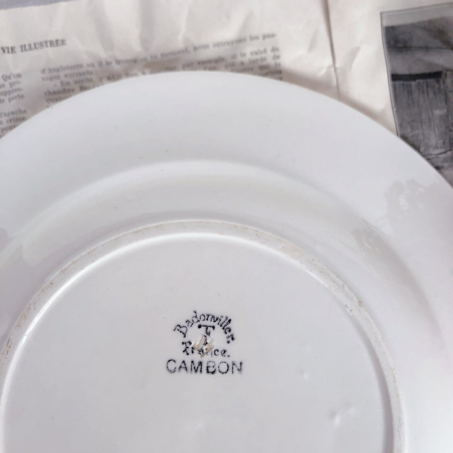 バドンヴィレー Badonviller CAMBON ラウンドプレート 大皿 ブロカント フランスアンティーク食器　ビンテージ食器