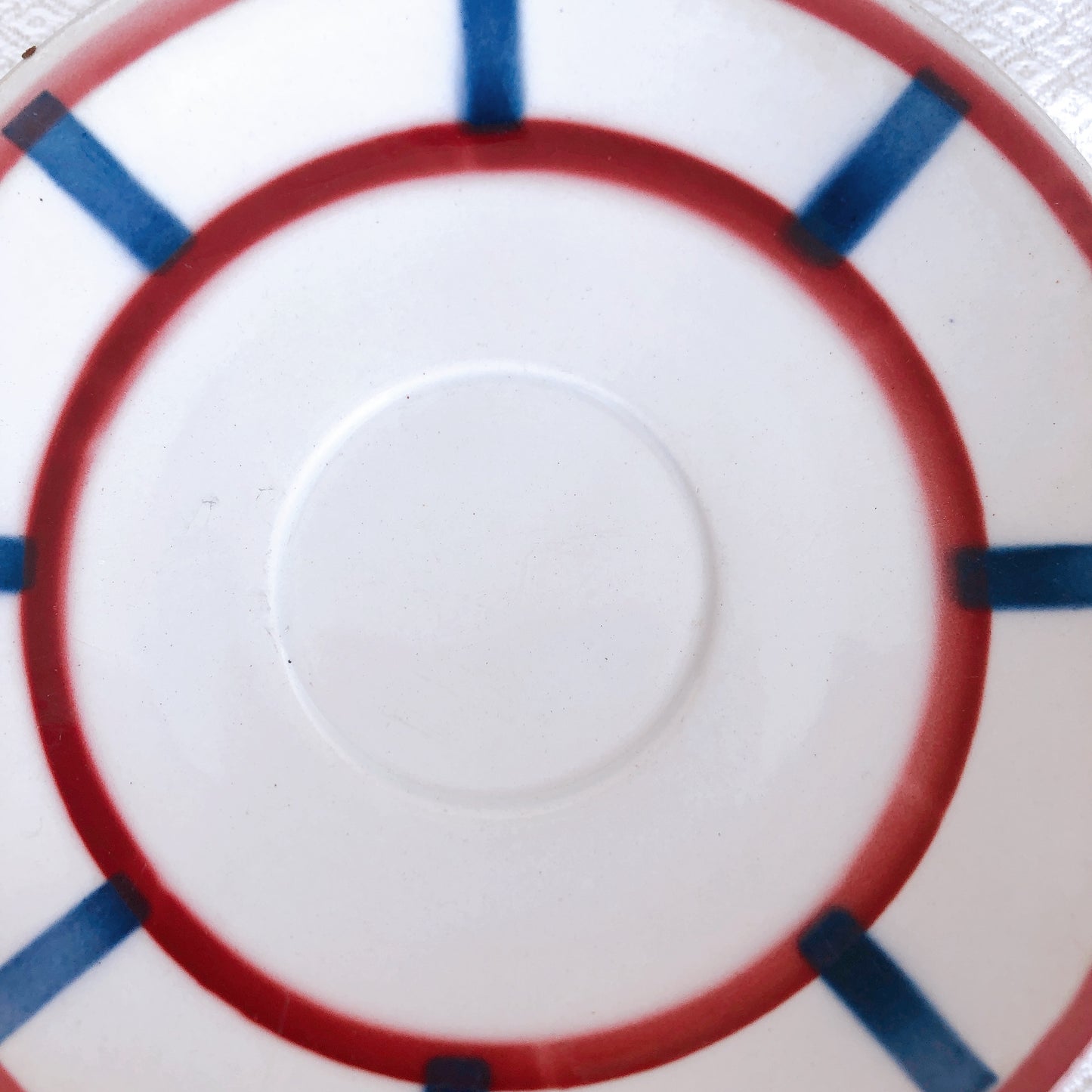 バドンヴィレー バスク柄 カップ＆ソーサー「レッド・ブルー」B フランスアンティーク・食器・皿・プレート ブロカント