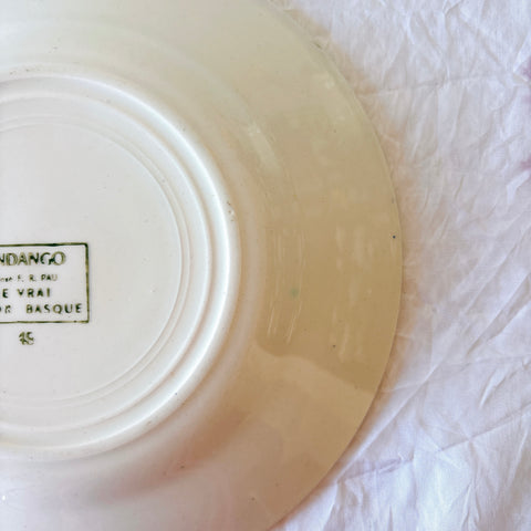 フランスアンティーク ディゴワンサルグミンヌ FANDANGO バスク柄デザートプレート ヴィンテージ陶器　ブロカント　