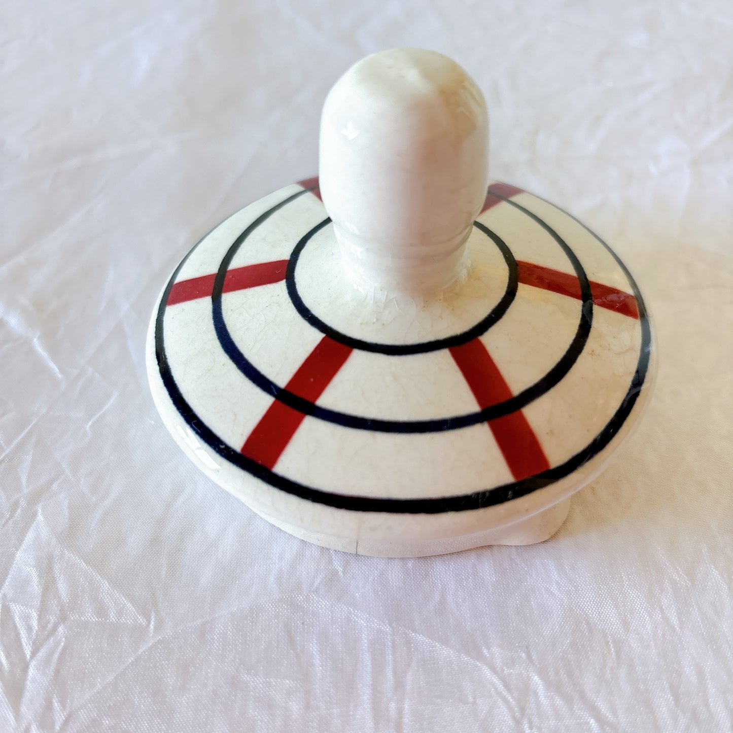 フランスアンティーク サンタマン　バスク柄 カフェオレポット / コーヒーポット
 「ルージュxマリン」フランスアンティーク食器　ブロカント　蚤の市