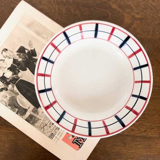 サンタマン バスク柄 サラディエ サラダボウル 大深皿 大皿 フランスアンティーク食器 フランス蚤の市 ブロカント バスク柄アンティーク食器