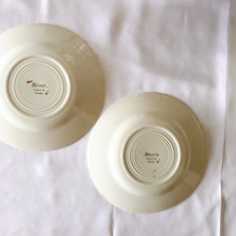 フランスアンティーク HBCM Béarn クレイユエモントロー バスク柄デザートプレート レッドxブルー　フランスアンティーク食器 ブロカント 蚤の市