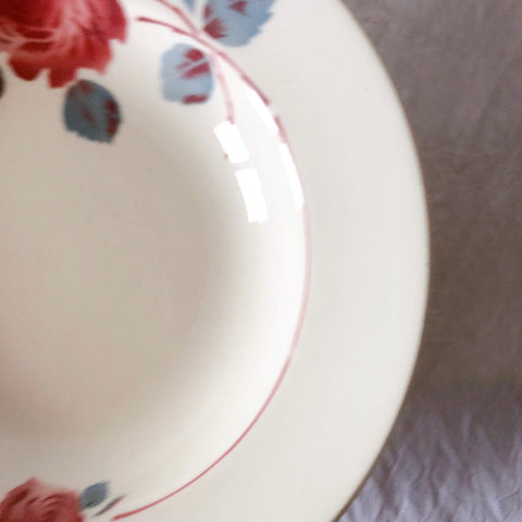 フランスアンティーク　バドンヴィレー　バラ柄スーププレート　深皿　フランスアンティーク食器 ブロカントアンティーク 蚤の市