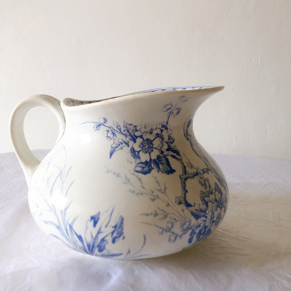 フランスアンティーク リュネヴィル　鳥柄 ピシェ ピッチャー　水差し アンティーク食器 ブロカント 蚤の市