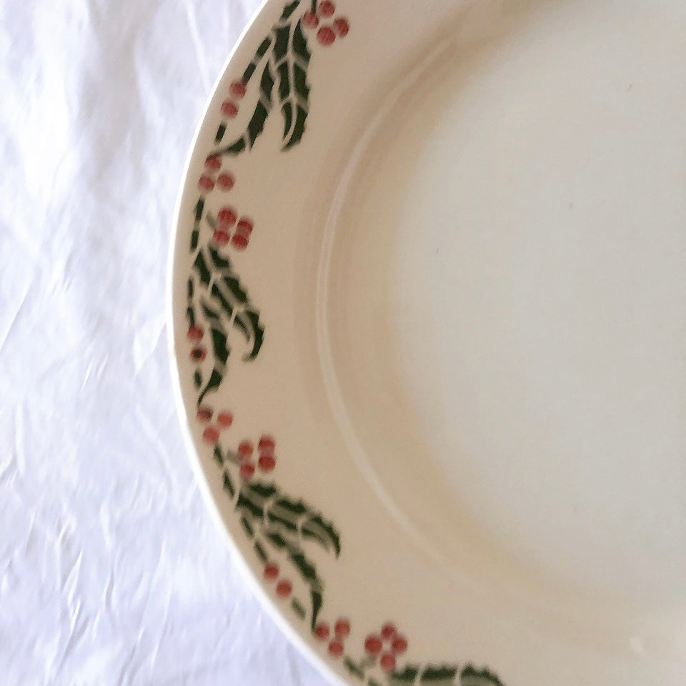 ご予約　フランスアンティーク クレイユモントロー HOUX　柊　ディナープレート　平皿 3枚セット　フランスアンティーク食器　ブロカント　蚤の市