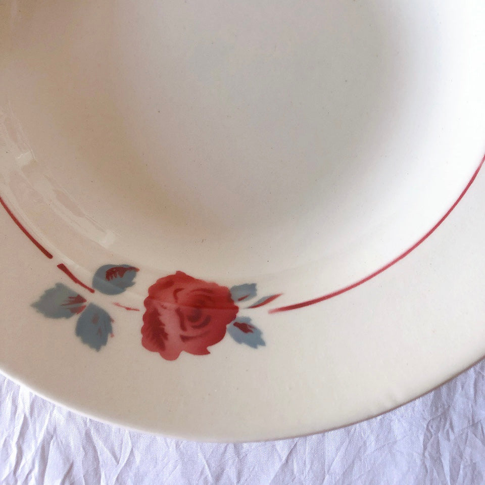 フランスアンティーク　バドンヴィレー　バラ柄スーププレート　深皿　フランスアンティーク食器 ブロカントアンティーク 蚤の市
