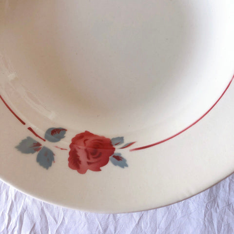 フランスアンティーク　バドンヴィレー　バラ柄スーププレート　深皿　フランスアンティーク食器 ブロカントアンティーク 蚤の市