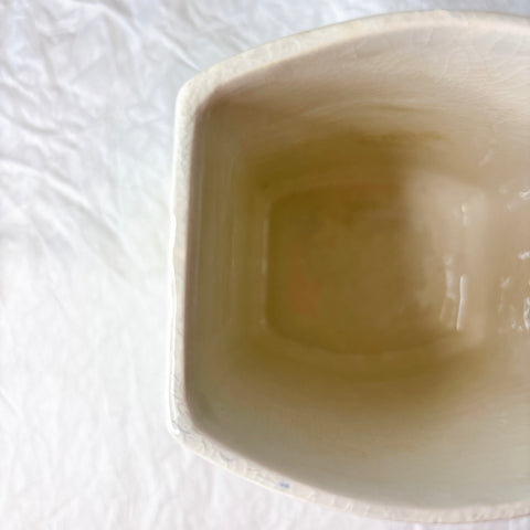 クレイユエモントロー  HBCM Béarn バスク柄 陶器キャニスター 「赤x青 」フランスアンティーク　ブロカント　蚤の市