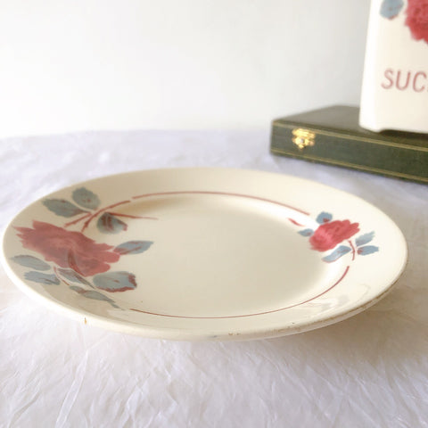 フランスアンティーク　バドンヴィレー　バラ柄ディナープレート　平皿　フランスアンティーク食器 ブロカントアンティーク 蚤の市