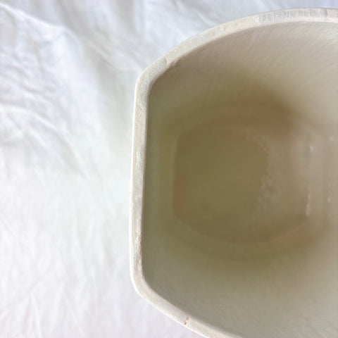 クレイユエモントロー  HBCM Béarn バスク柄 陶器キャニスター 「赤x青 」フランスアンティーク　ブロカント　蚤の市
