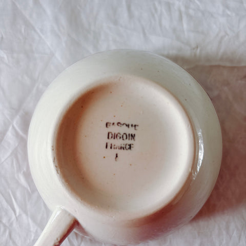 ディゴワンサルグミンヌ バスク柄 コーヒーカップ 200ml『ルージュ・マリン』 フランスアンティーク食器 蚤の市　ブロカント　バスク柄食器