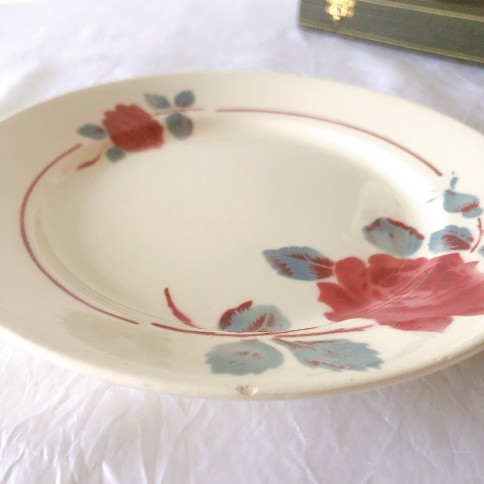 フランスアンティーク　バドンヴィレー　バラ柄ディナープレート　平皿　フランスアンティーク食器 ブロカントアンティーク 蚤の市