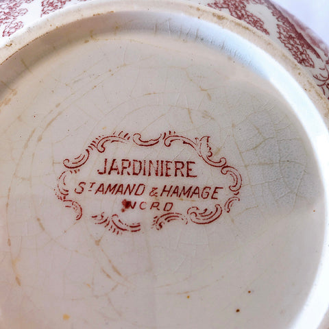 フランスアンティーク サンタマン＆ アマ―ジュの『JARDINIERE』ジャルディニエール ピシェ・ピッチャー・水差し 赤　フランスアンティーク食器 ブロカント 蚤の市