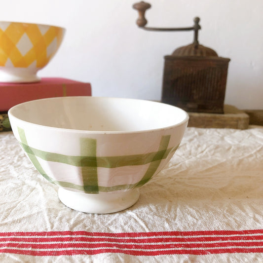 フランスアンティーク Luneville リュネヴィル カフェオレボール バンブーグリーン アンティーク食器 ヴィンテージカフェオレボウル