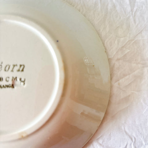 クレイユモントロー HBCM Béarn バスク柄 カップ＆ソーサー「レッドーｘブルー」フランスアンティーク食器 ブロカント 蚤の市