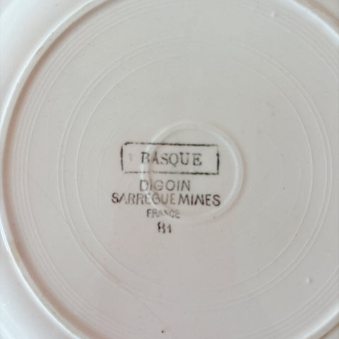 ディゴワンサルグミンヌ 『BASQUE』バスク柄 デイナープレート フランスアンティーク食器 フランス蚤の市　ブロカント 　バスクアンティーク