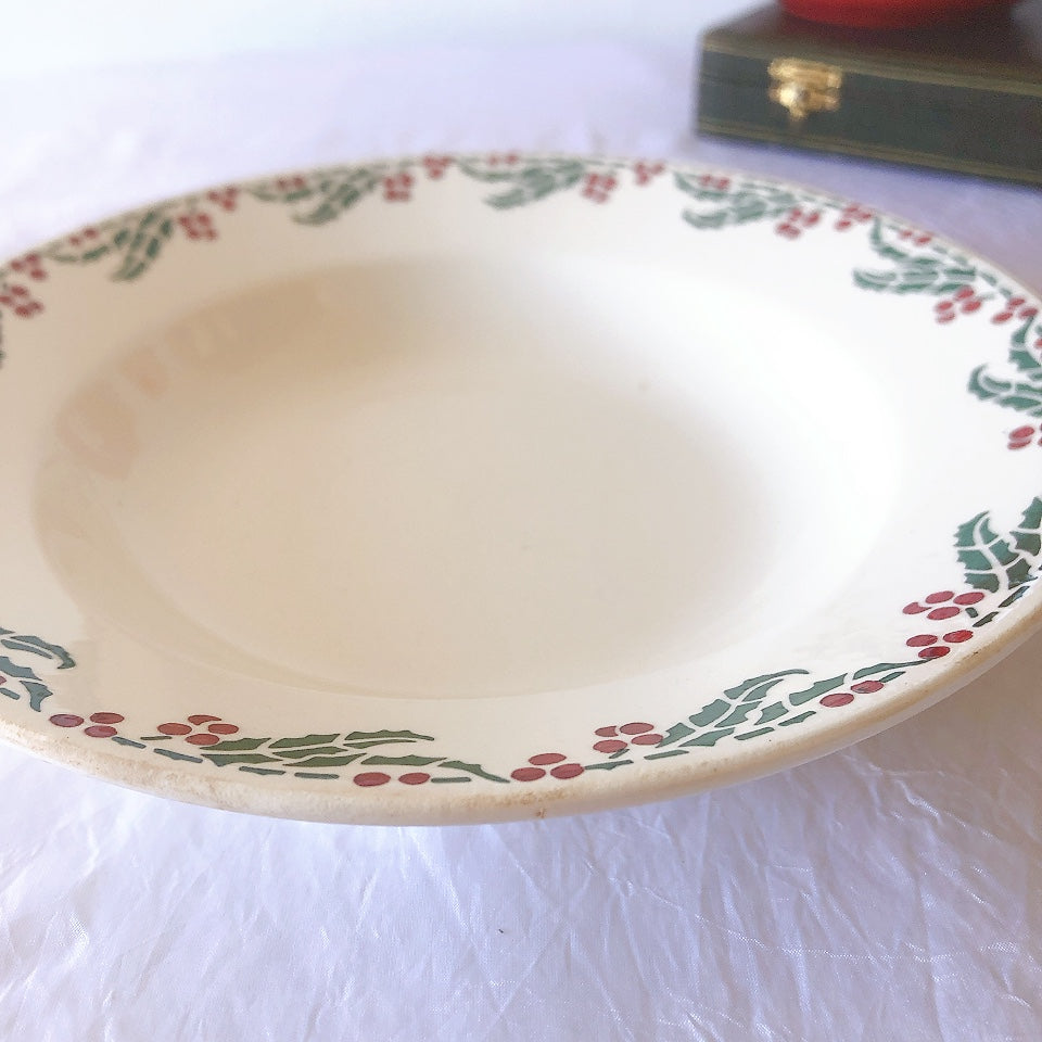 ご予約フランスアンティーク クレイユモントロー HOUX　柊　スーププレート・深皿 フランスアンティーク食器　ブロカント　蚤の市