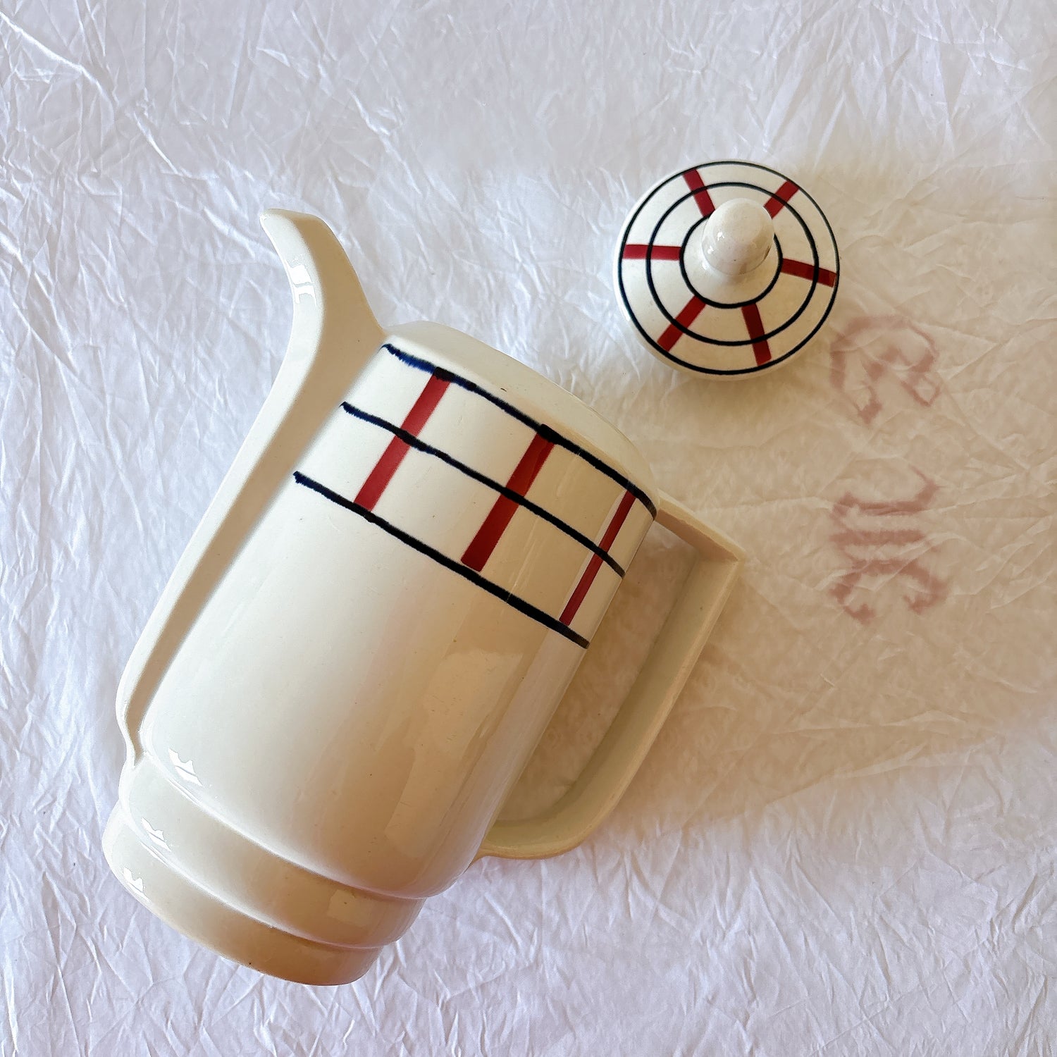 カフェオレポット 蓋付き バスク柄