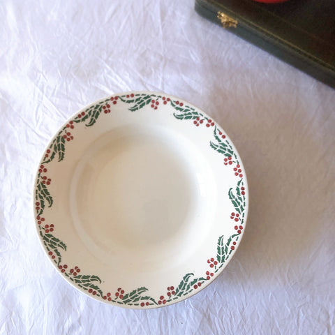 ご予約フランスアンティーク クレイユモントロー HOUX　柊　スーププレート・深皿 フランスアンティーク食器　ブロカント　蚤の市