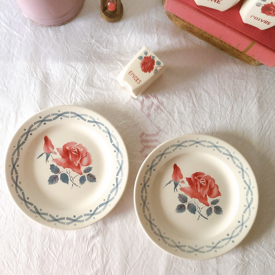 フランス ディゴワンサルグミンヌ   JANINE 花柄 デザートプレート  フランスアンティーク食器 フランス蚤の市・ブロカント