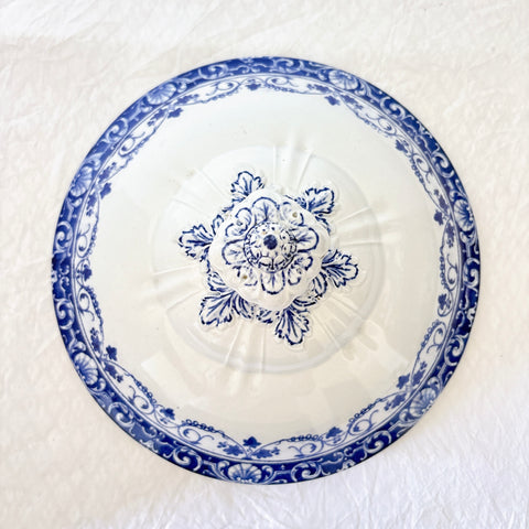 フランスアンティーク ロンウィ（Longwy） 「Louis XV（ルイ15世）」シリーズ　蓋付きスープチュリーン｜ブルー＆ホワイト陶器
