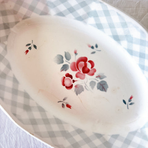 ディゴワンサルグミンヌ Digoin&sarreguemines 『BASTIA』バラ柄ラヴィエ　フランスアンティーク食器 ブロカントアンティーク　蚤の市