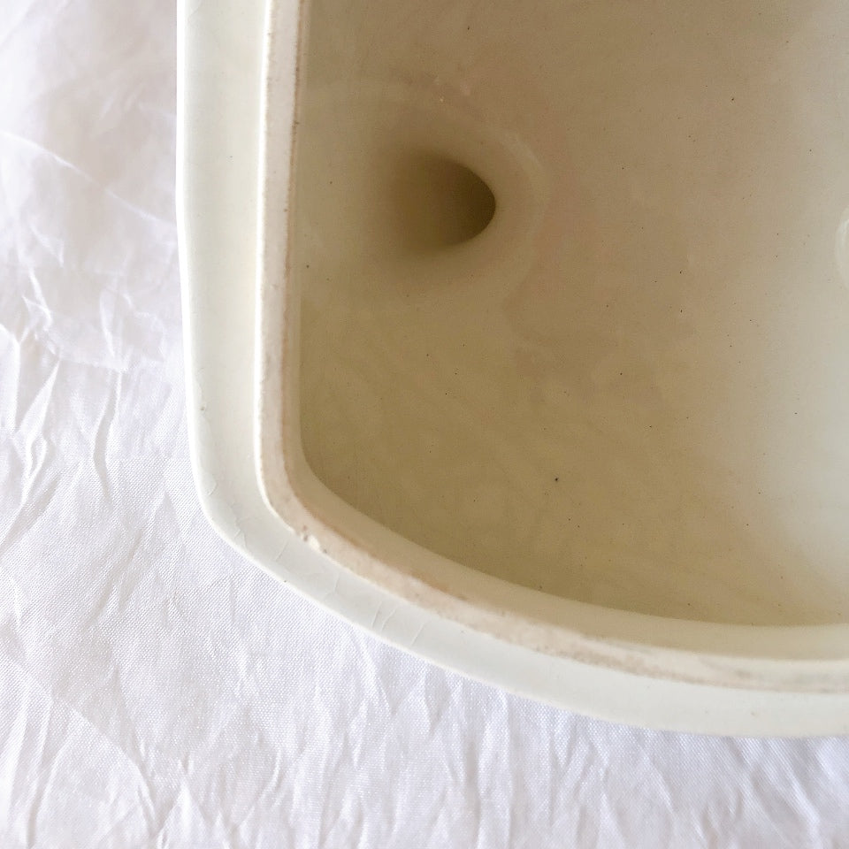 フランスアンティーク サンタマン バスク柄陶器キャニスター 「イエロー・ブルー」 フランスアンティーク食器　ブロカント　蚤の市