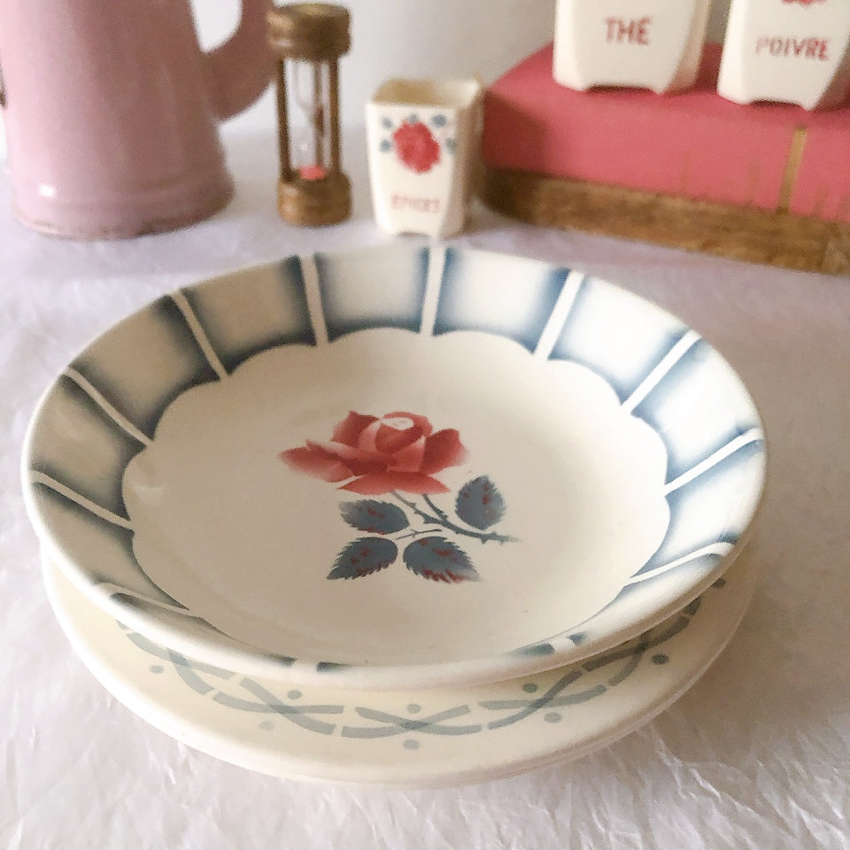 ディゴワンサルグミンヌ 『DAUPHIN 』 花柄キャロットプレート・深皿 フランスアンティーク食器　ブロカントアンティーク　蚤の市