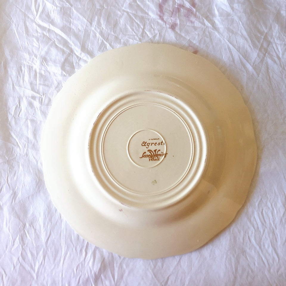 フランス サルグミンヌ sarreguemines アグレスト デザートプレート 20.7㎝  フランスアンティーク食器 フランス蚤の市・ブロカント