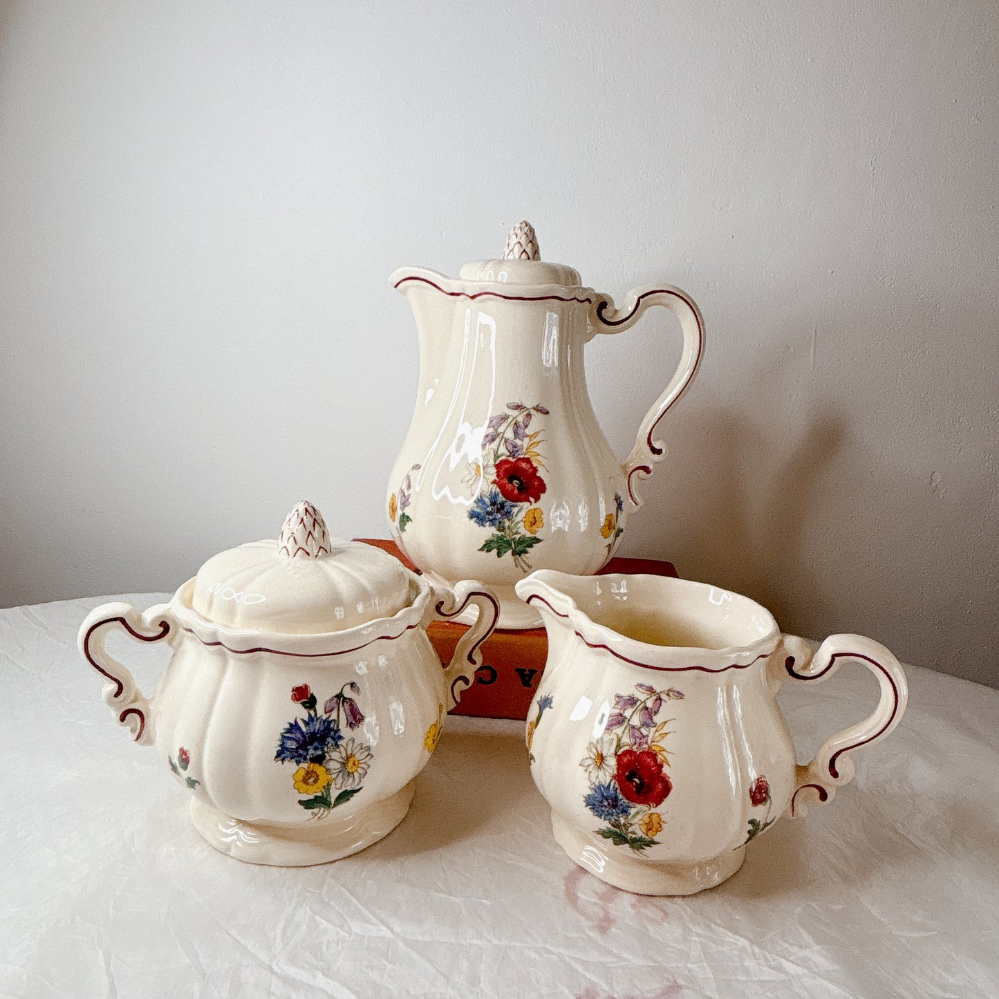 ディゴワンサルグミンヌ Digoin＆sarreguemines アグレスト シュガーポット　シュクリエ　フランスアンティーク食器 フランス蚤の市・ブロカント