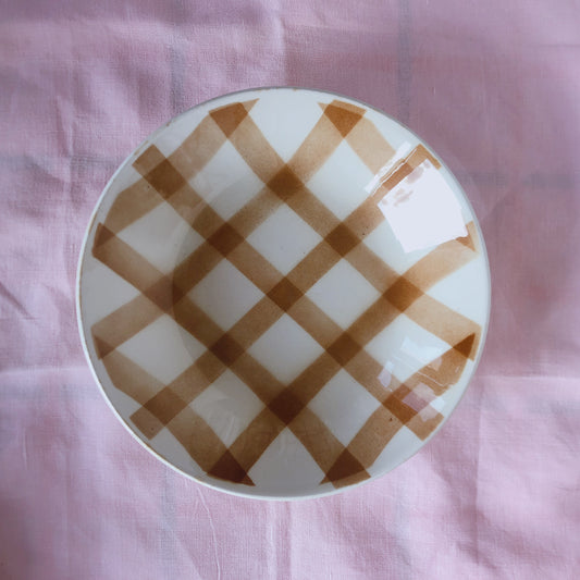 ムーランデルー Moulin des Loups チェック柄 キャロットプレート A フランスアンティーク食器 ブロカント 蚤の市