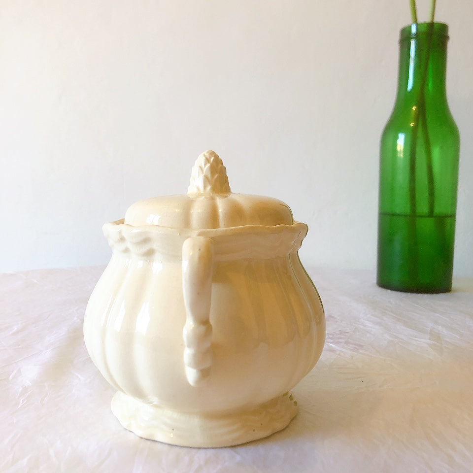 ディゴワンサルグミンヌ Digoin＆sarreguemines 花リム シュガーポット フランスアンティーク食器 フランス蚤の市・ブロカント