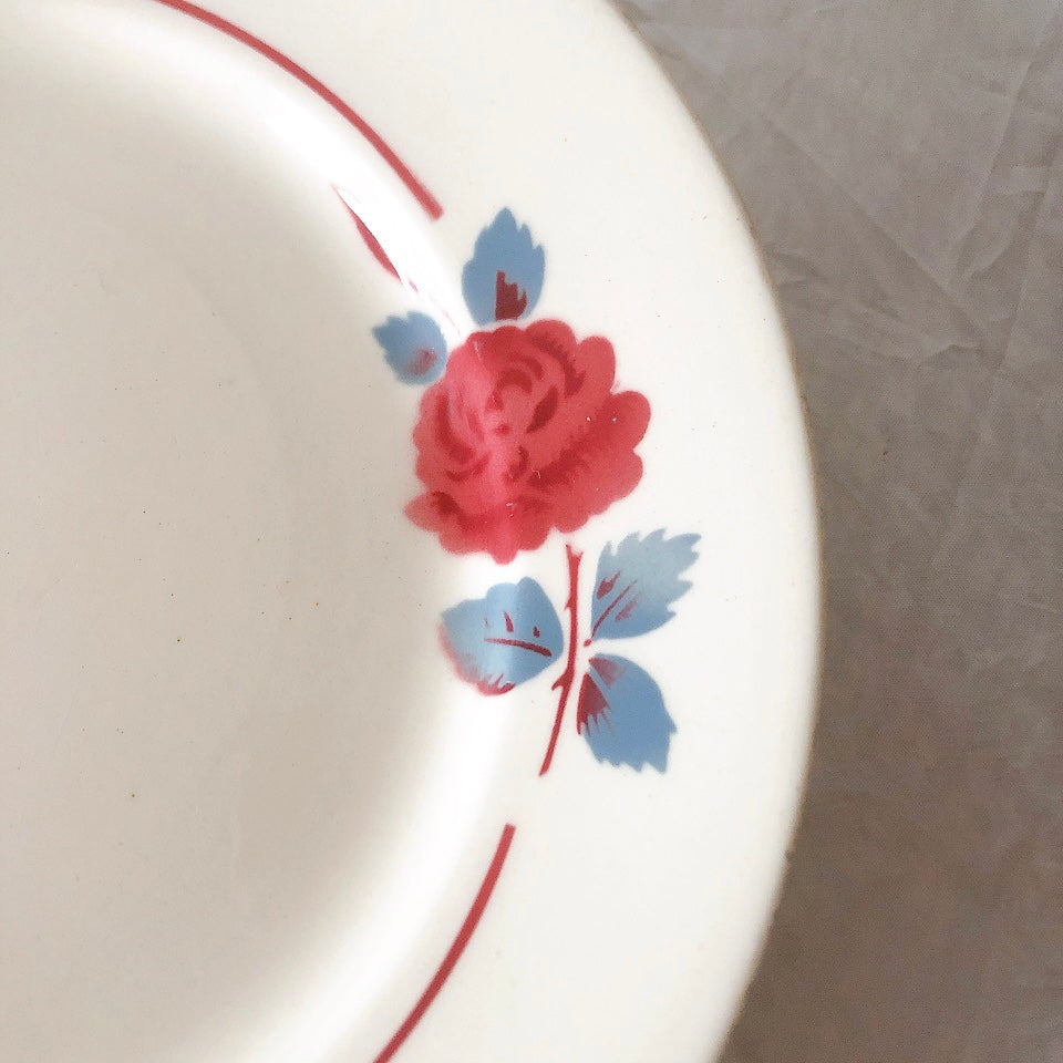 フランスアンティーク　バドンヴィレー　バラ柄ディナープレート　平皿　フランスアンティーク食器 ブロカントアンティーク 蚤の市