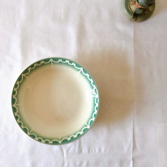 ディゴワンサルグミンヌ ステンシル柄 キャロットプレート グリーン B フランスアンティーク食器 蚤の市 ブロカントアンティーク